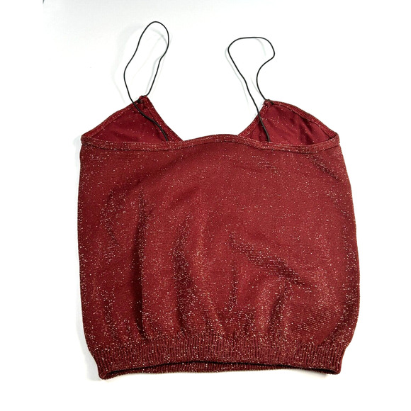 Free People Intimately Skinny Strap Seamless Brami Cami Crop Top Burgundy XS/S - Picture 2 of 5